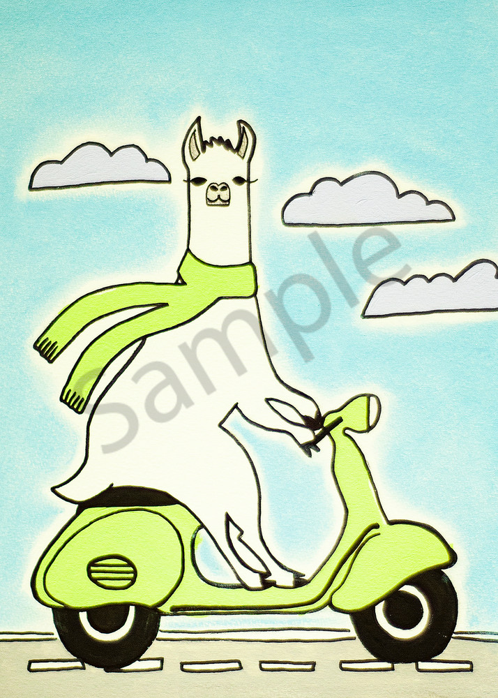 Moped Llama Art | arteparalavida