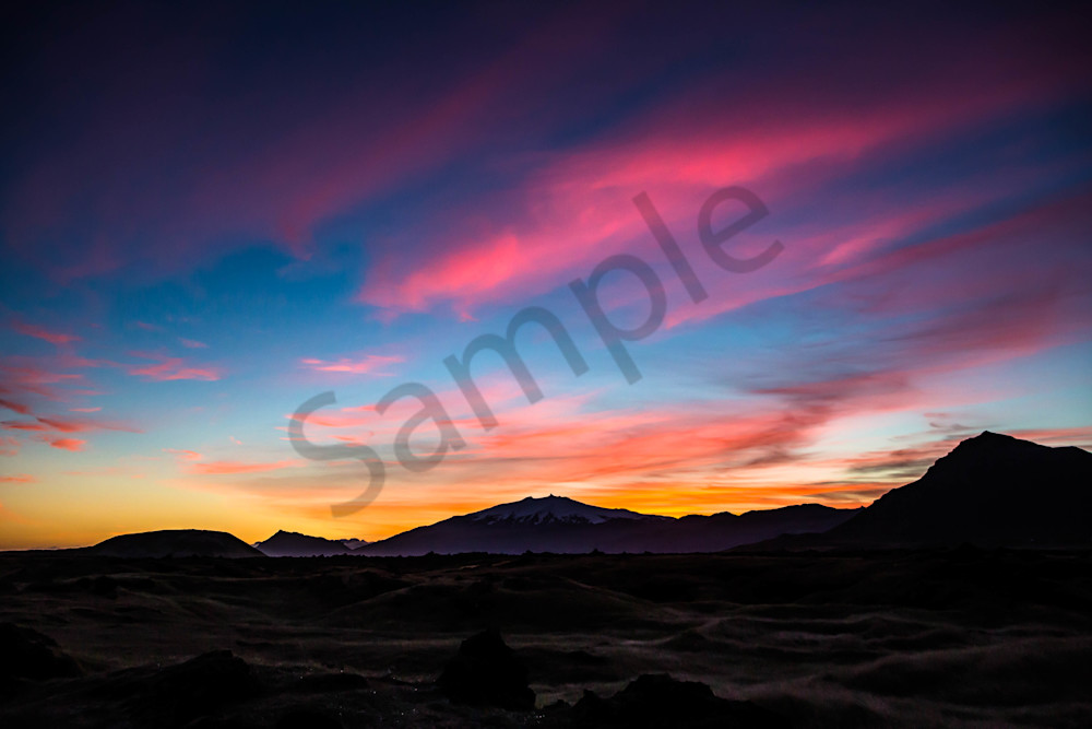 Sunset Over Snaefellsjokull Glacier Photography Art | Photography by SC
