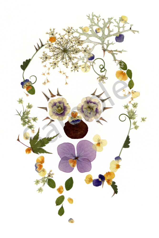 Ate Goddess of Mischief Floral Skull Original Art 