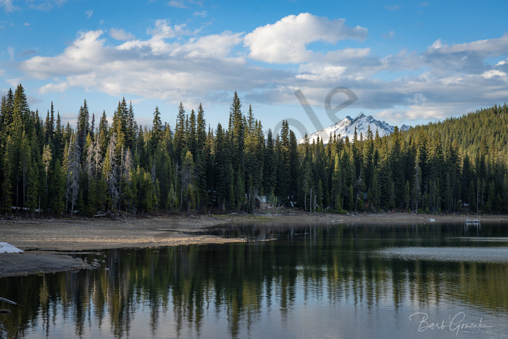 Elk Lake Mt Bachelor With Puffy Clouds Photography Art | Barb Gonzalez Photography