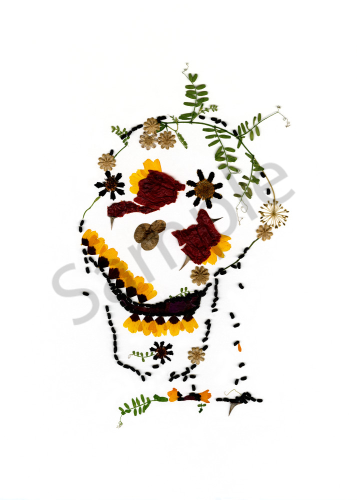 Error 401 Unauthorized Floral Skull Original Art