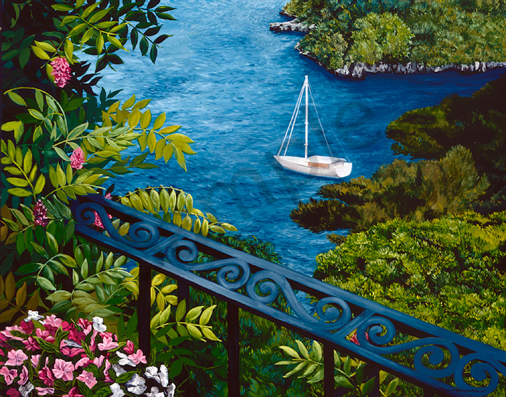 Flowers Over The Cove, Portofino, Italy Art | Karla Roberson Man