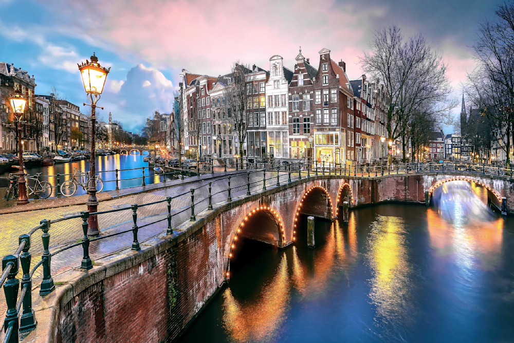 Art Print Amsterdam Netherlands Bridge over Canal