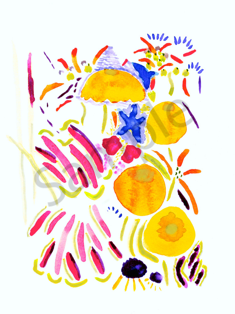 Bouquet of Flowers, Abstract Watercolor Print