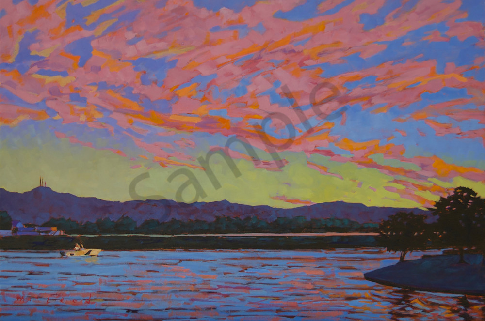365 Sunsets Series, #11, Lake Hamilton fine art prints from oil on canvas by Matt McLeod