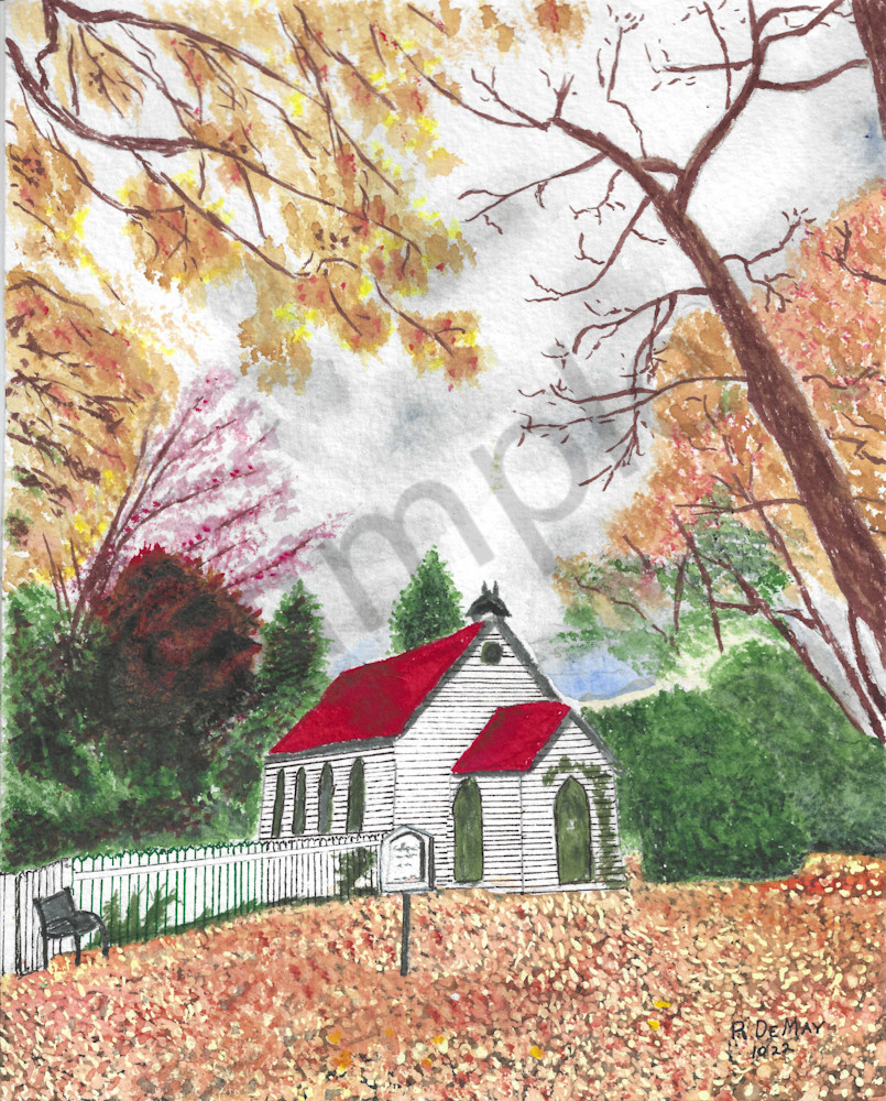 Autumn Chapel In The Woods Art | De May Studios, LLC