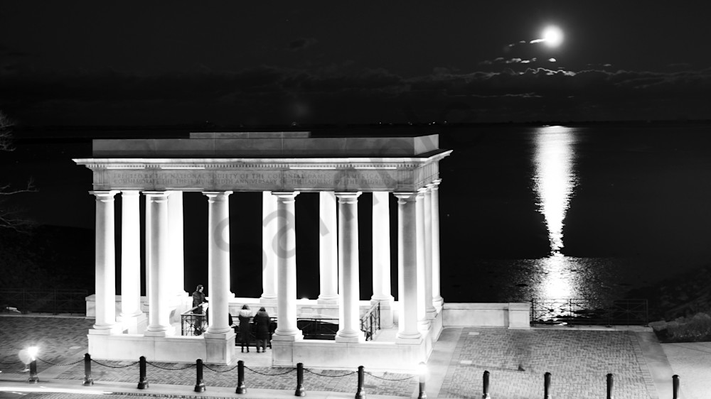 Full Moon Over Plymouth Rock, Massachusetts 6730 Art | Cameron/Baxter Galleries