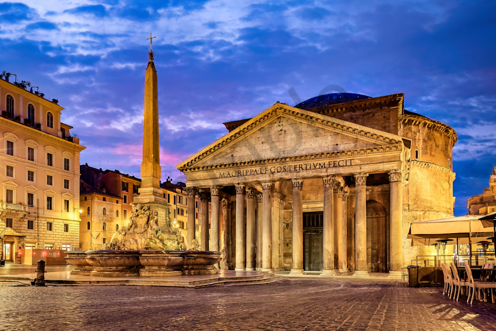 Art Print Pantheon Obelisk Rome Italy Piazza della Rotonda