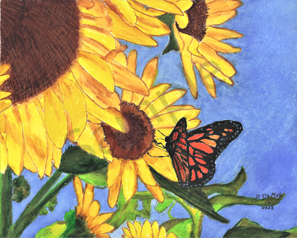 Sun Flower Monarch  Art | De May Studios, LLC