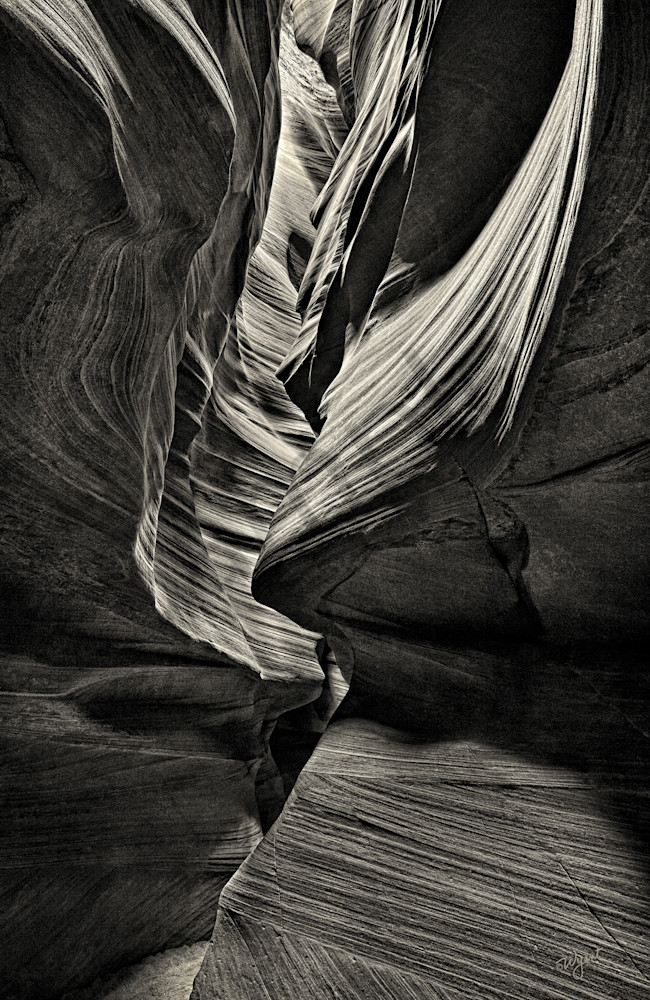 Stunning black and white of Antelope Canyon