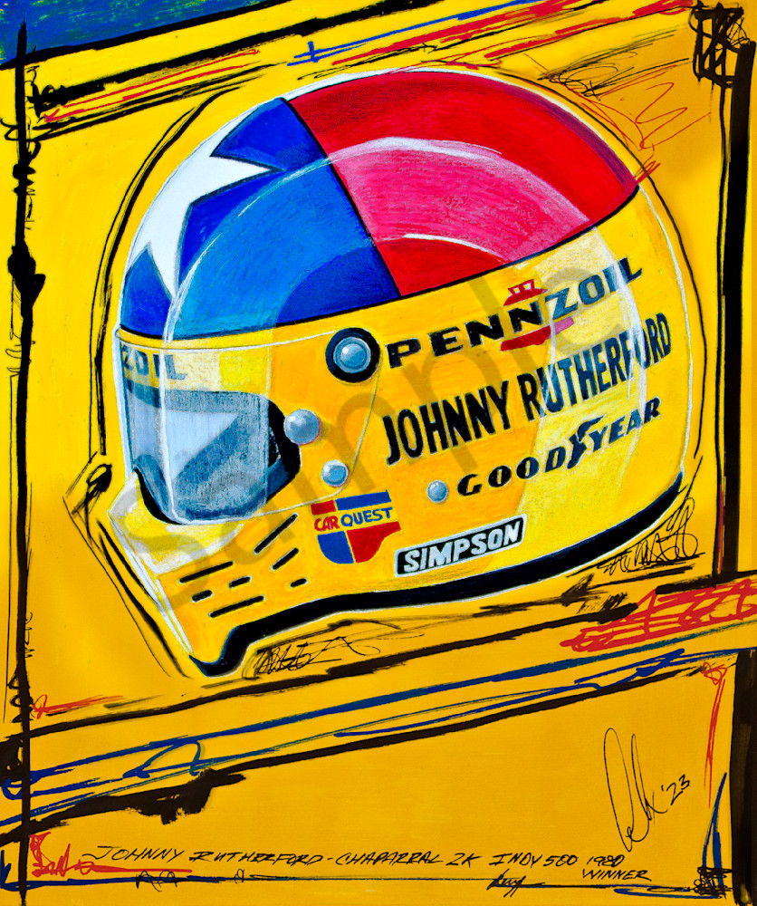 Johnny Rutherford - '80 '500' Helmet Print