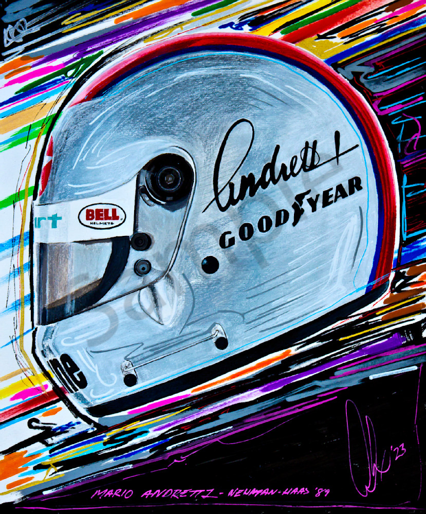 Mario Andretti - '89 '500' Helmet Print