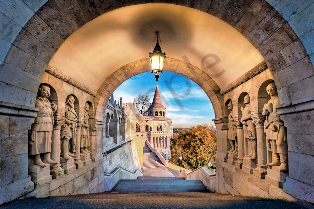 Art Print Fisherman's Bastion Budapest Hungary Tunnel and statues