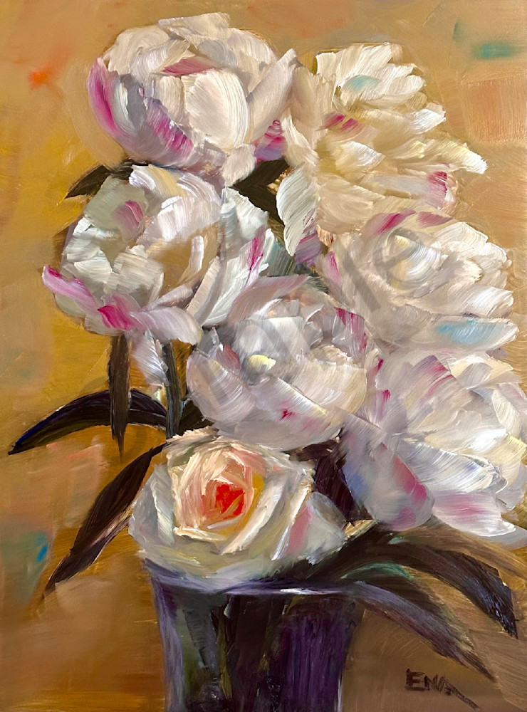 Peonies And A Rose  Art | Ena M Raquer
