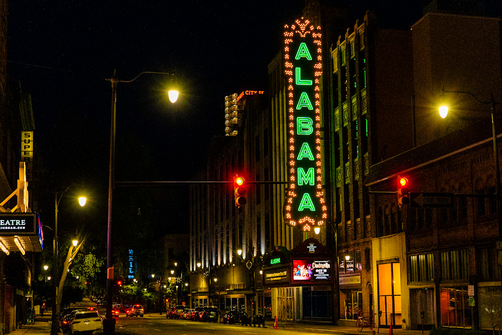 Birmingham Nights - Neon Glow of the Alabama Theatre Print | bamaprice.com