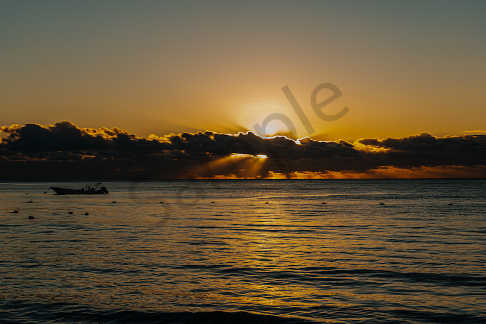 Solar Veil: Dramatic Playa del Carmen Sunrise Art Print | Bamaprice.com