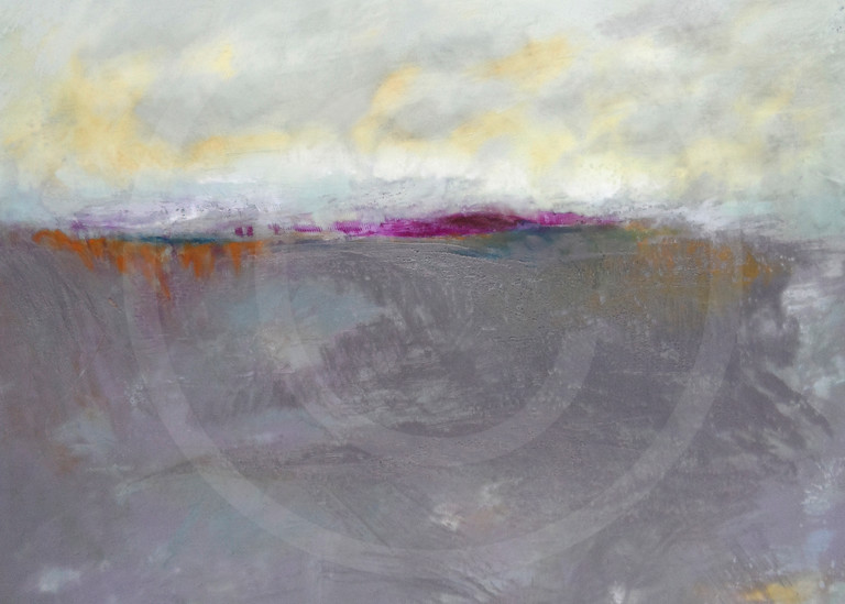 Fog Island - Purple Wall Art - Ocean Paintings