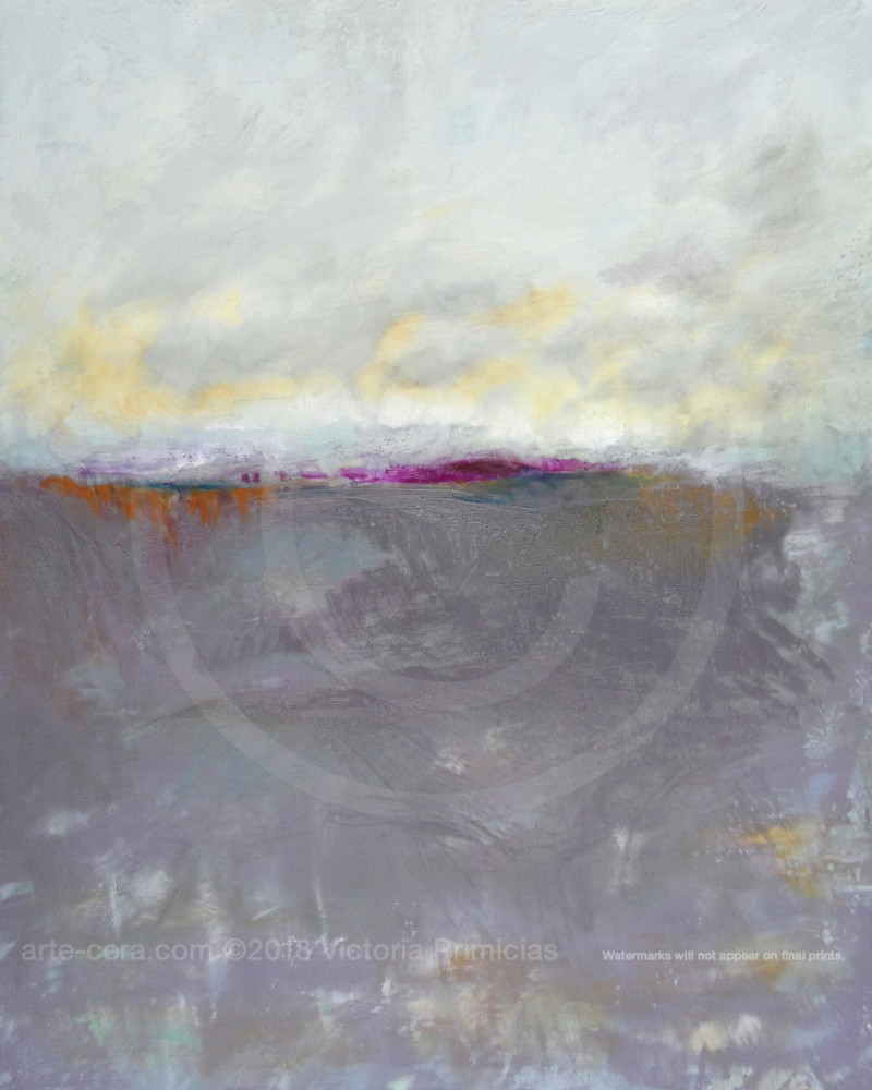 Fog Island - Purple Wall Art - Ocean Paintings