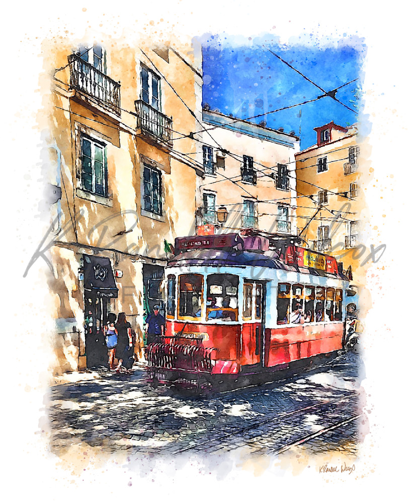 Red Trolley   Lisbon Art | K. Randall Wilcox Fine Art