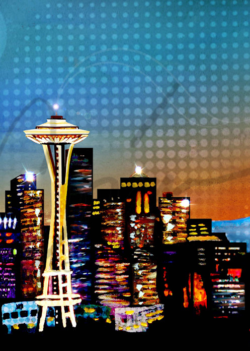 Sunset view of the Seattle Skyline Cityscape