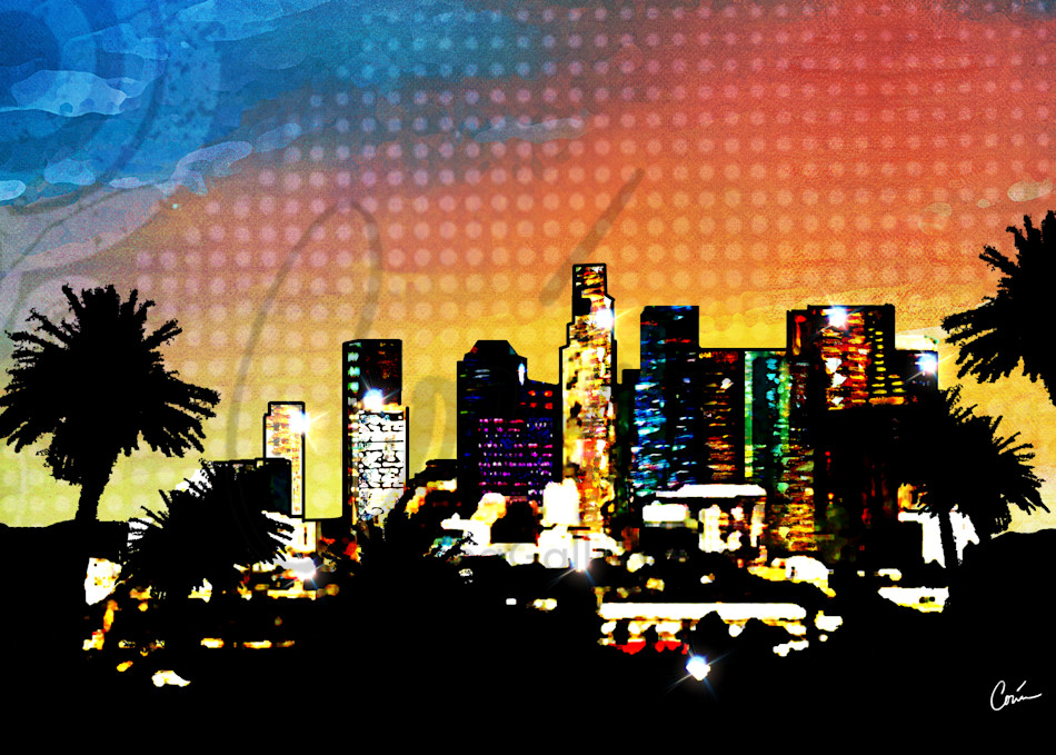 Bright Los Angeles Cityscape in late afternoon.