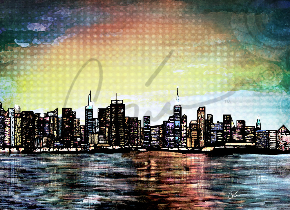 Cityscape of beautiful New York City in pale colors perfect for your home.