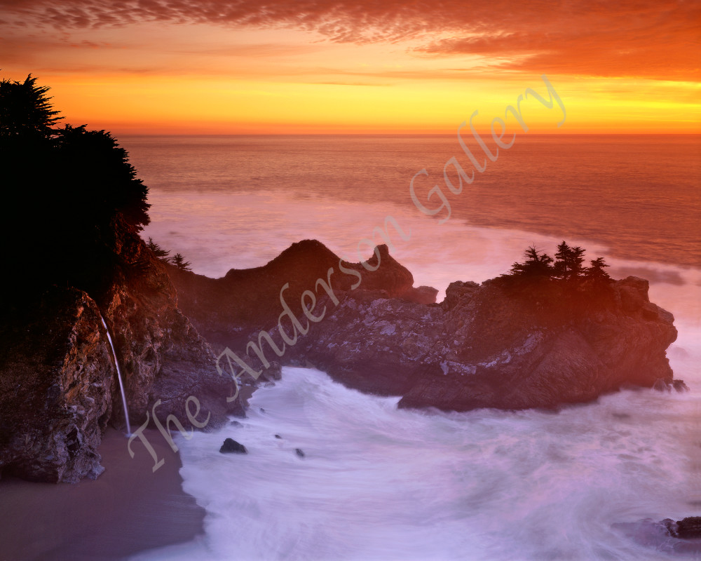 Sunset, Mc Way Falls, Julia Pfeiffer Burns State Park, California Photography Art | theandersongallery