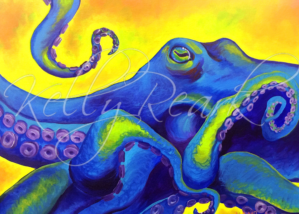 Neon octopus painting by Kelly Reark
