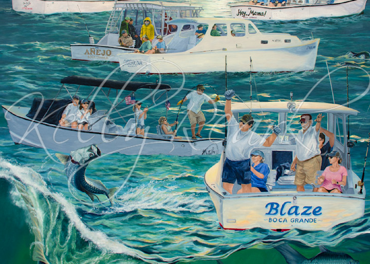 Richest Memories tarpon boat fishing artwork by Kelly Reark