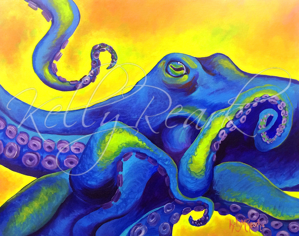 Neon octopus painting by Kelly Reark
