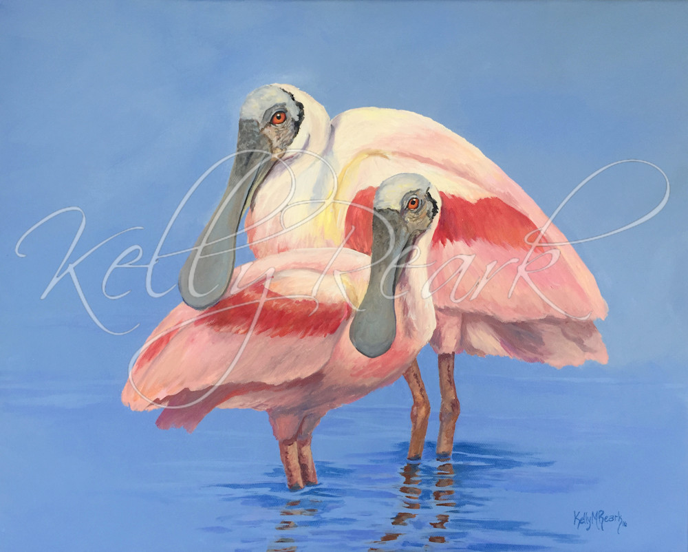 Roseate Spoonbills painting by Kelly Reark