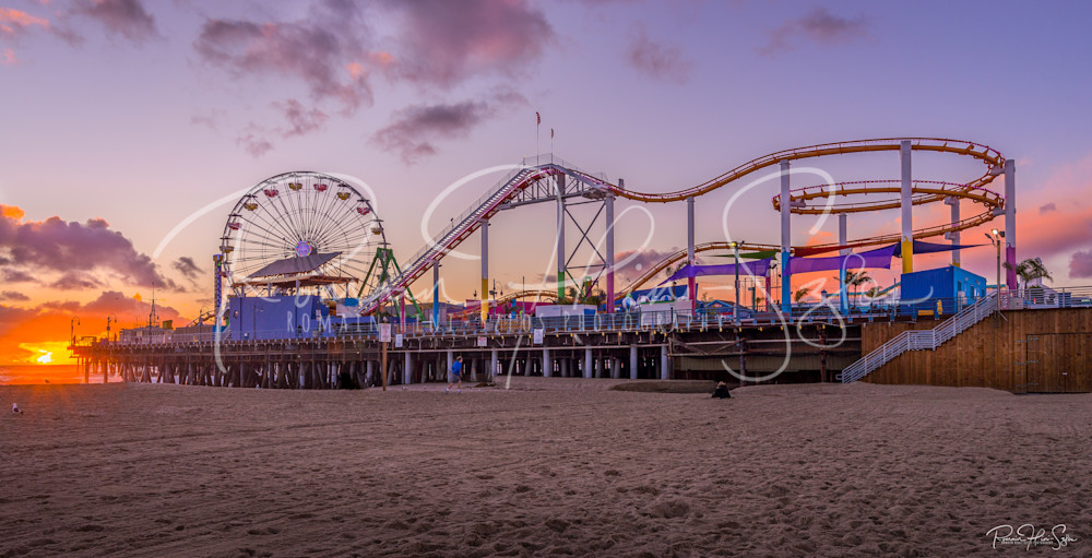 "Sunset Magic At The Iconic Santa Monica Pier: A Visual Journey" Photography Art | RHS Gallery