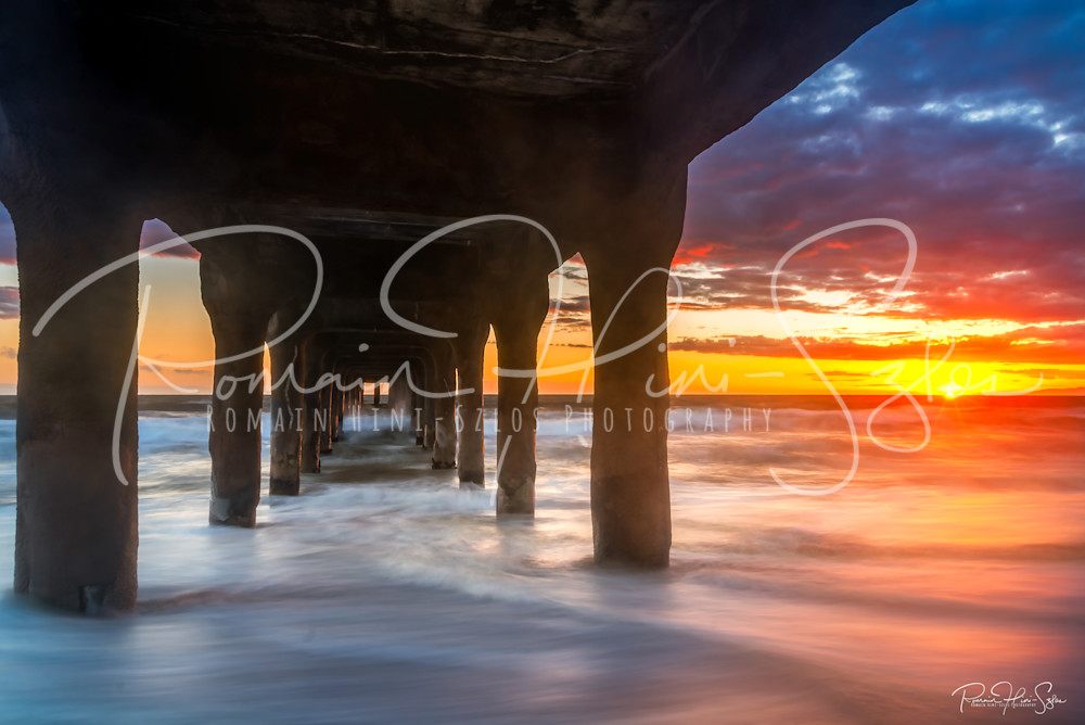 Manathan Beach Under Pier Sunset 1 Photography Art | RHS Gallery