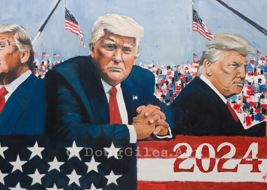 Triple Trump Maga Rally (2024 Edition) Art | Doug Giles Art, LLC