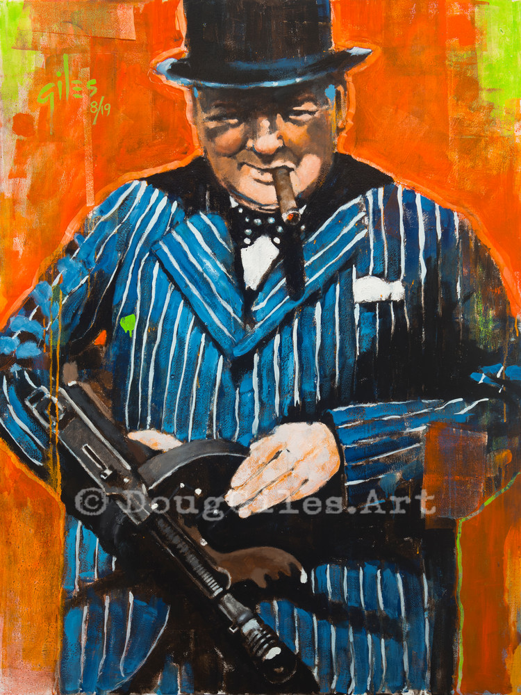 Mr. Churchill And His Tommy Gun Art | Doug Giles Art, LLC
