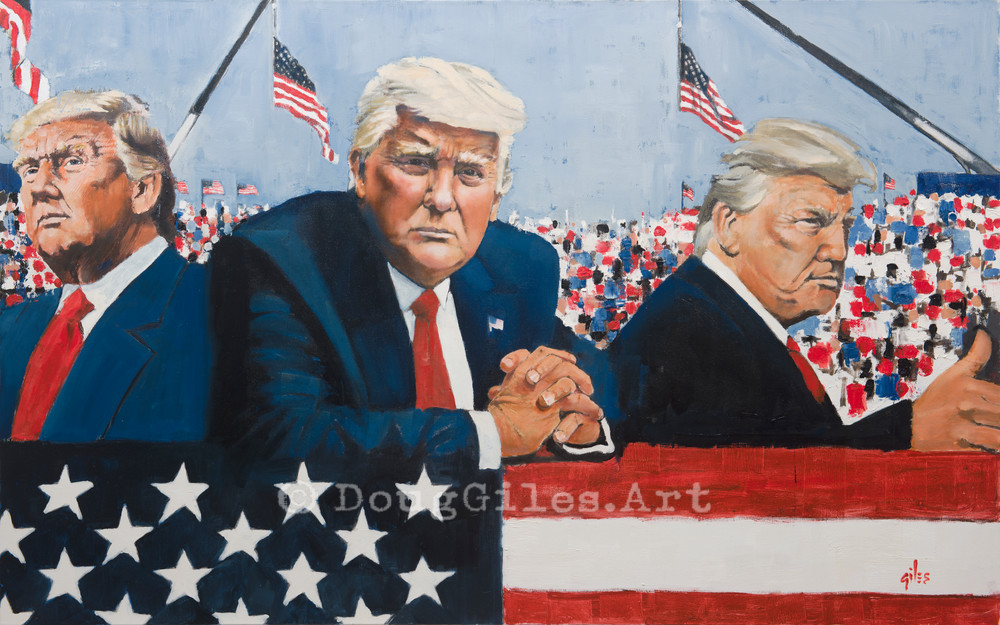 Triple Trump Maga Rally Art | Doug Giles Art, LLC