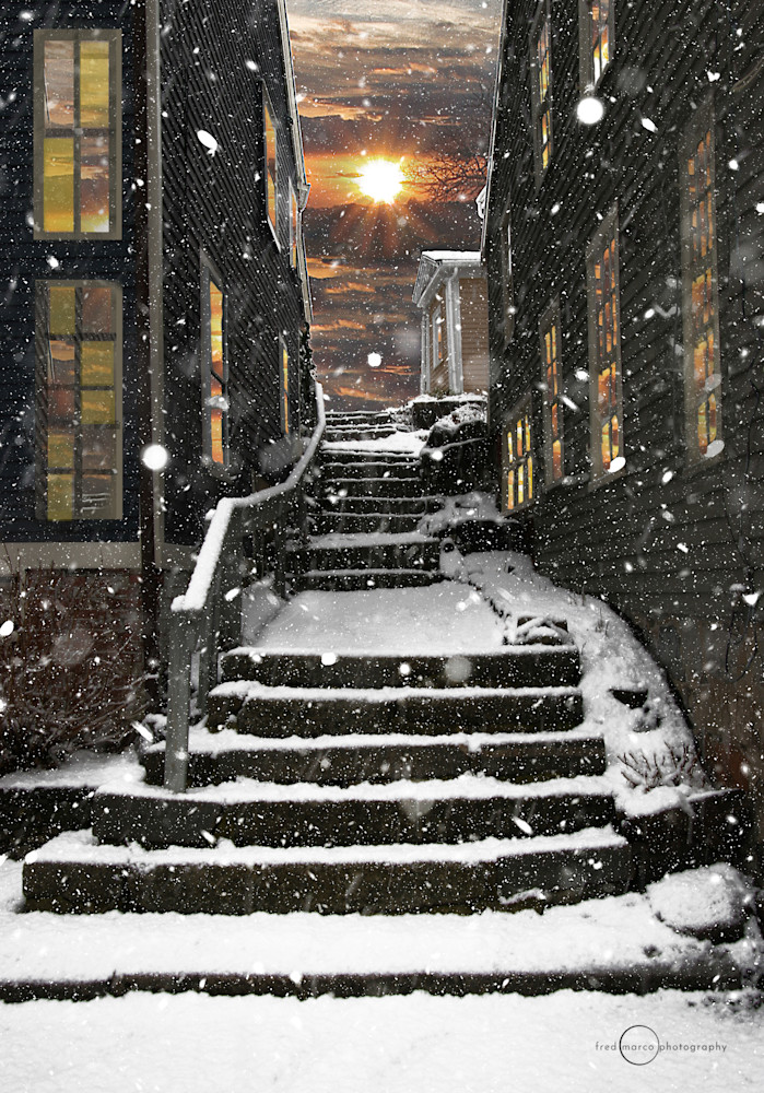 Alley Steps at High Street in Marblehead, MA.
