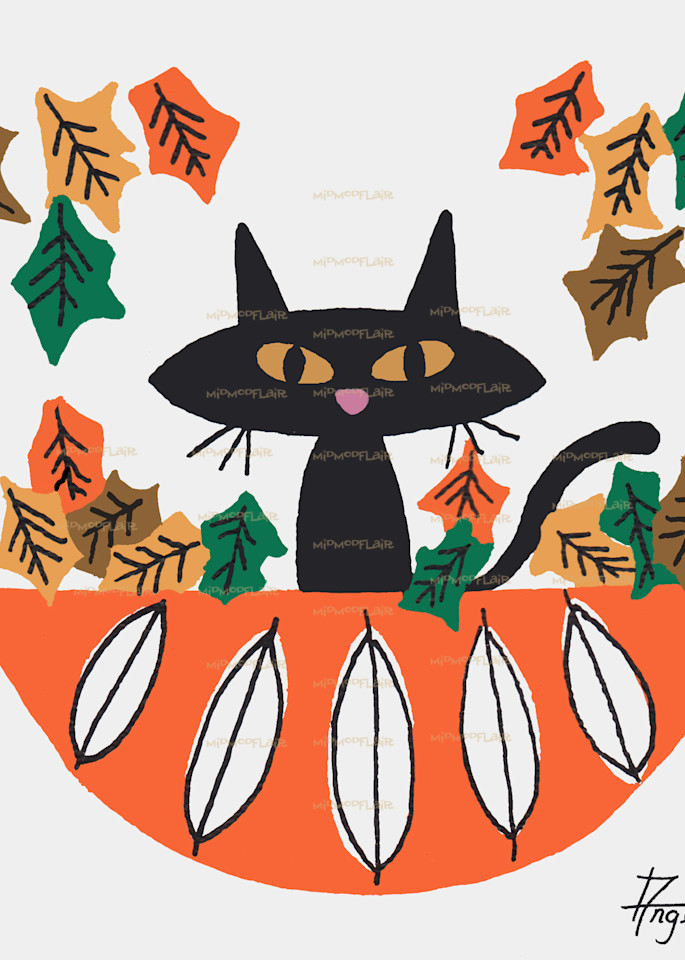 Cat In Bowl Art | MidModFlair