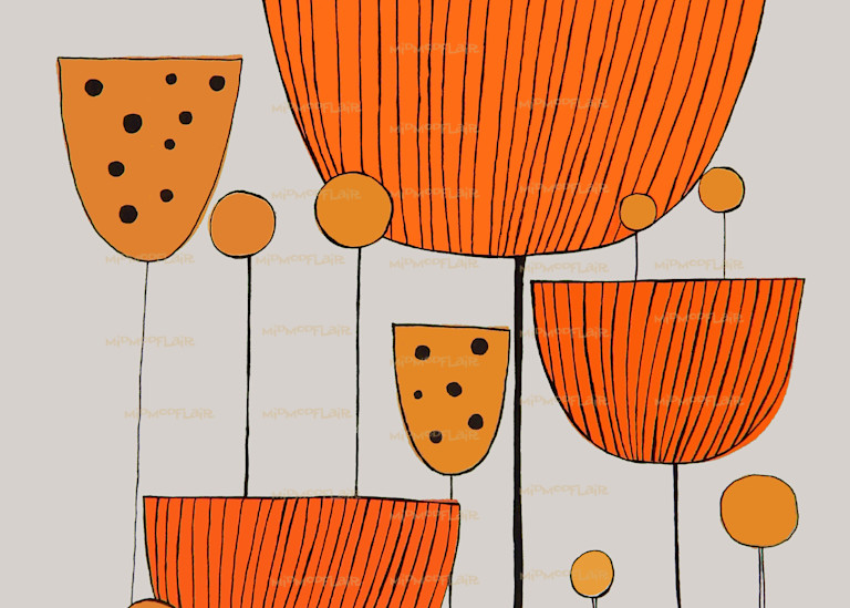 Orange Cups Art | MidModFlair