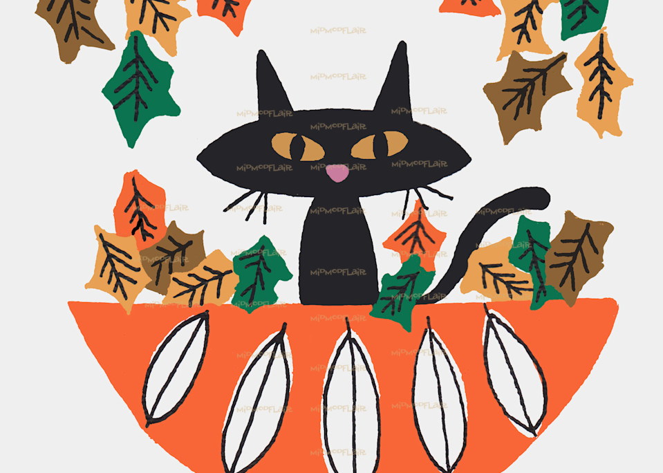 Cat In Bowl Art | MidModFlair