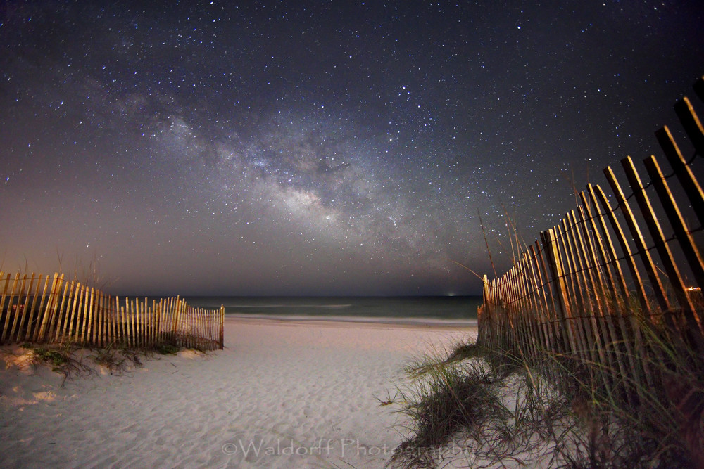 Fine Art Photo of the Milky Way over the Navarre Beach | Waldorff Photography