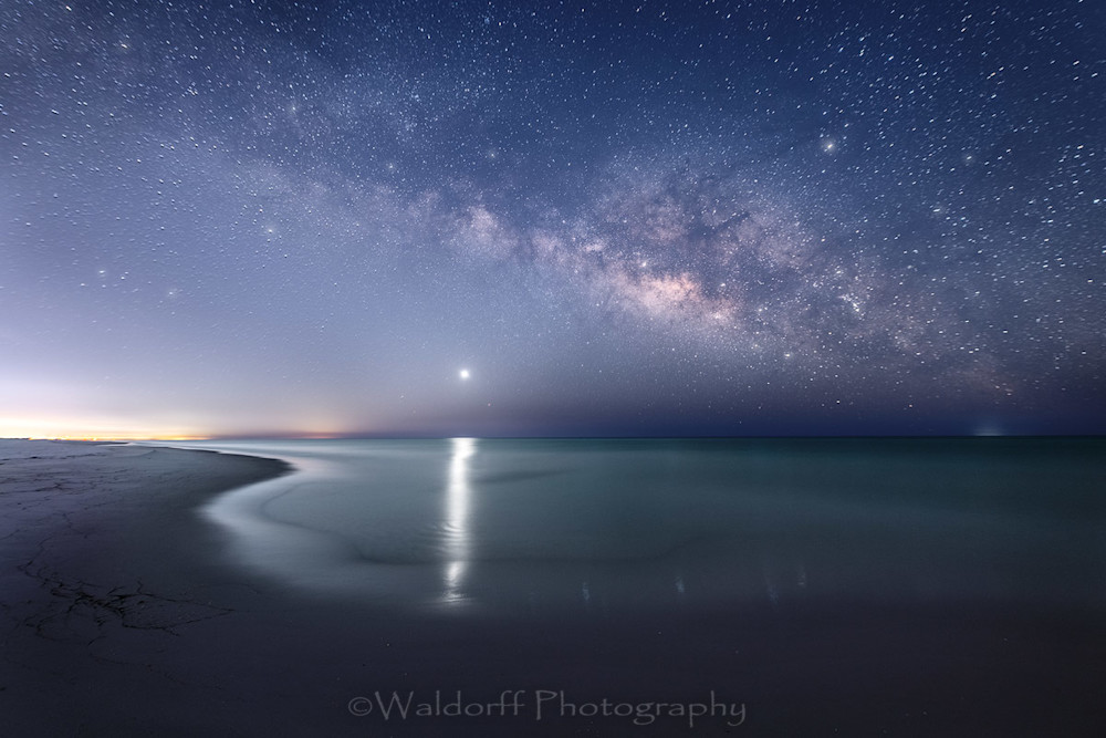 The Milky Way and Venus rising over the Gulf of Mexico on Gulf Islands National Seashore | Waldorff Photography | Fine Art Prints on Canvas, Paper, Metal, and Acrylic