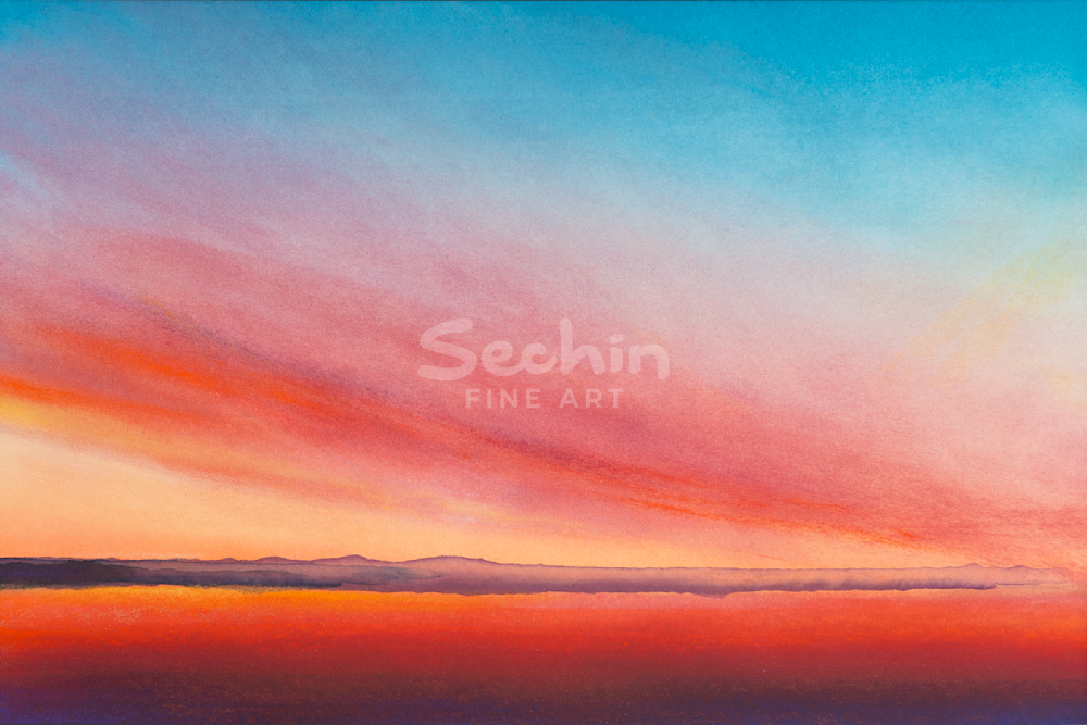 Sunset On The Lake Art | Sechin Fine Art