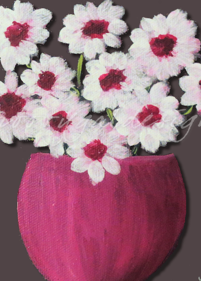 White Flowers In Cherry Vase Art For Sale