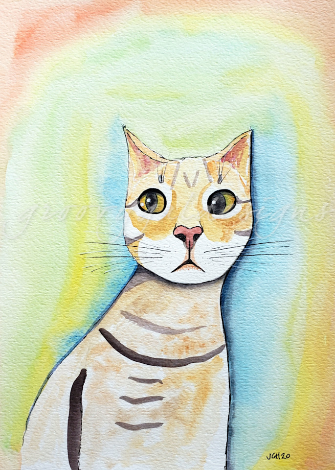 Hi There Watercolor Cat