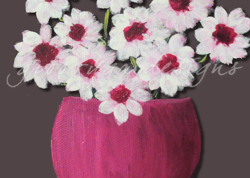 White Flowers In Cherry Vase Art For Sale
