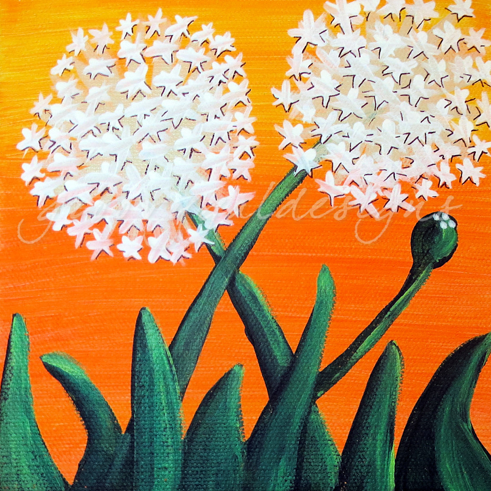 Dandelions On Orange Art For Sale