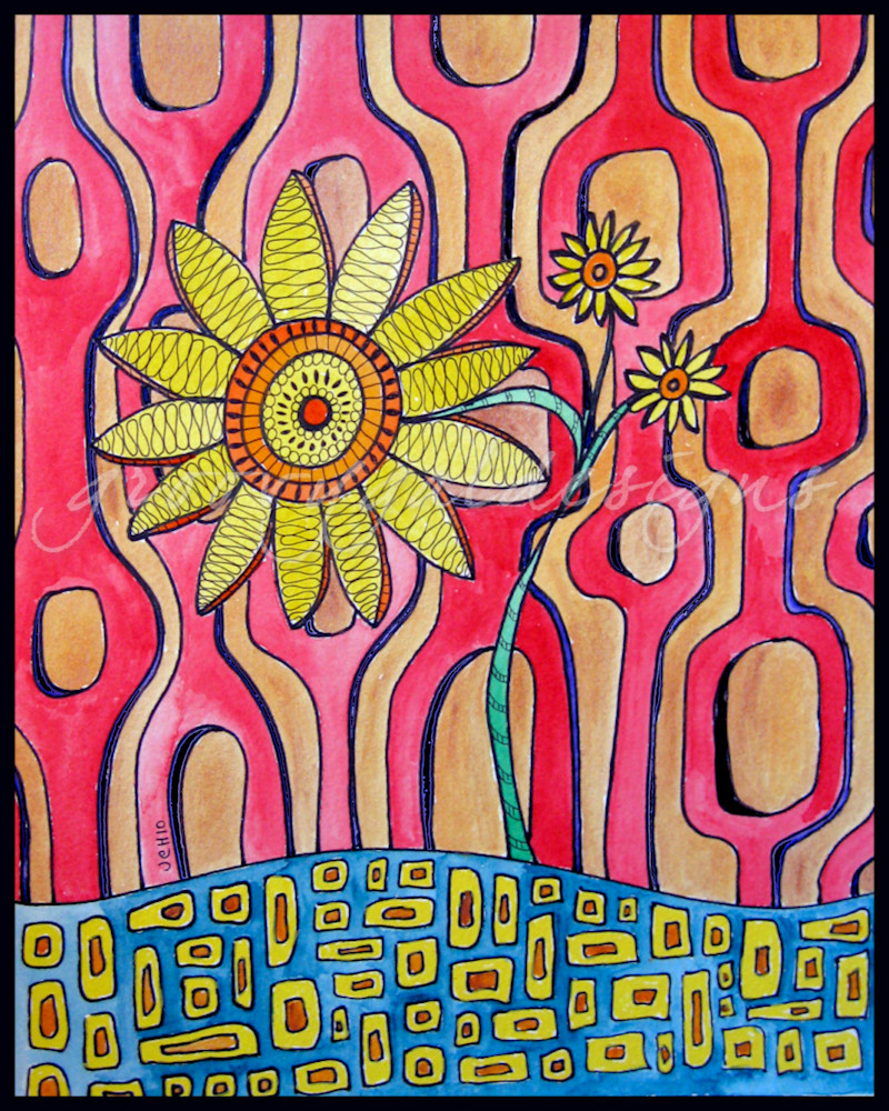 Retro Sunflower Art For Sale