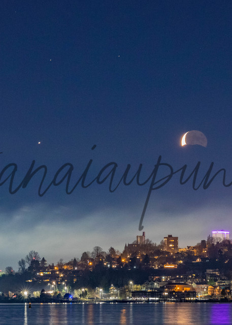 Crescent Moonrise   Mt Rainier Peak Art | Kanaiaupune Photography