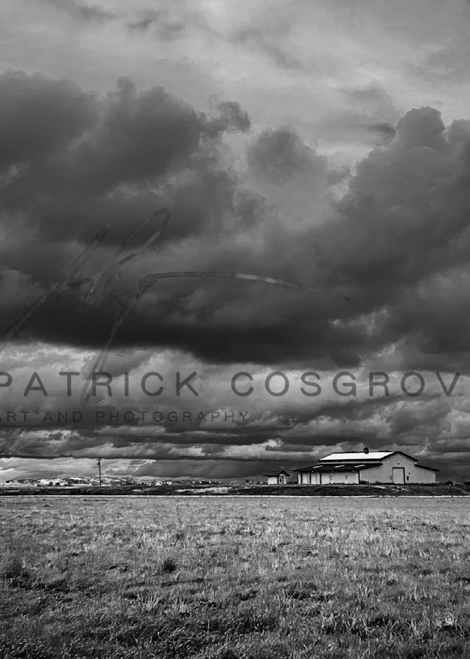 Barn And Snow Clouds Art | Patrick Cosgrove Art and Photography